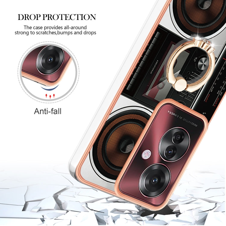 For OPPO Reno11 F 5G Global Electroplating Dual-side IMD Phone Case with Ring Holder