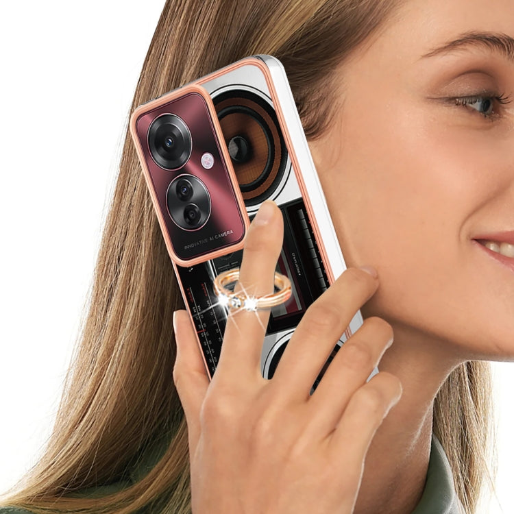 For OPPO Reno11 F 5G Global Electroplating Dual-side IMD Phone Case with Ring Holder