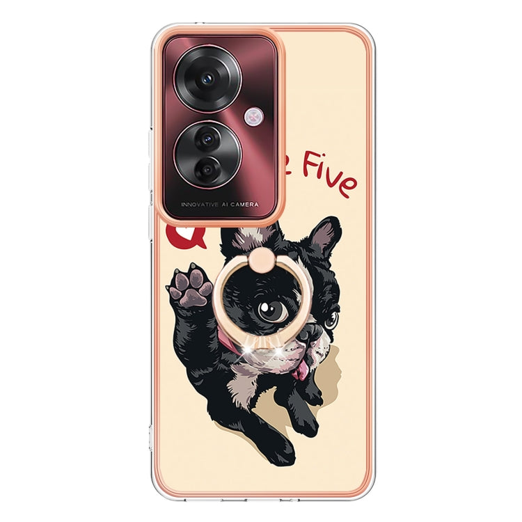 For OPPO Reno11 F 5G Global Electroplating Dual-side IMD Phone Case with Ring Holder