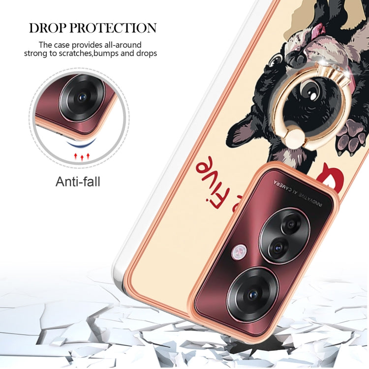 For OPPO Reno11 F 5G Global Electroplating Dual-side IMD Phone Case with Ring Holder