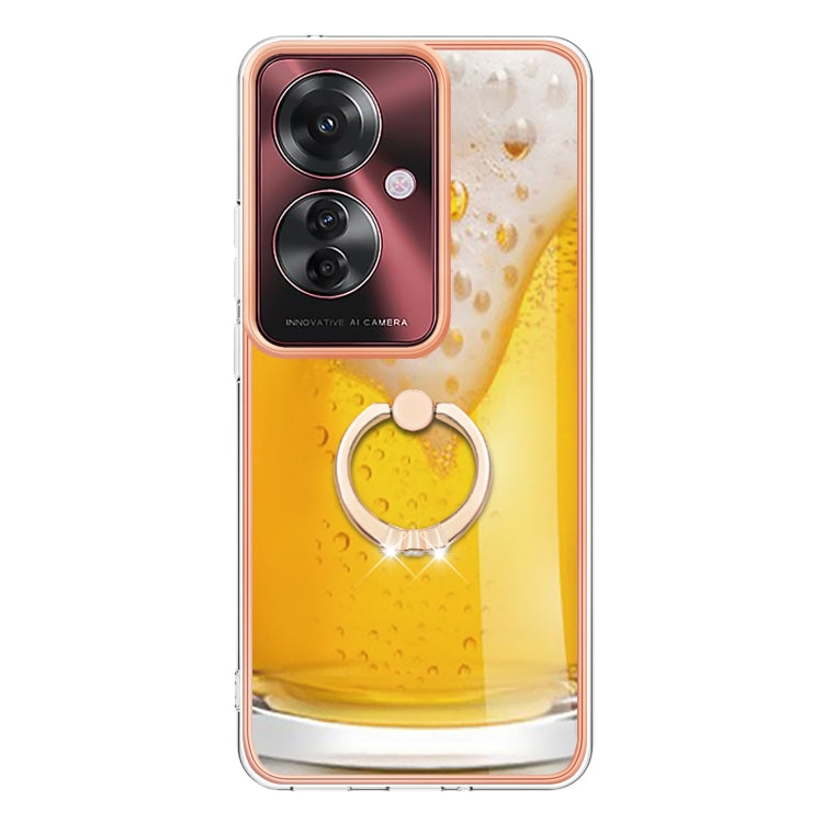 For OPPO Reno11 F 5G Global Electroplating Dual-side IMD Phone Case with Ring Holder