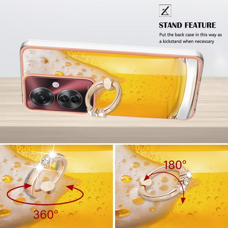 For OPPO Reno11 F 5G Global Electroplating Dual-side IMD Phone Case with Ring Holder