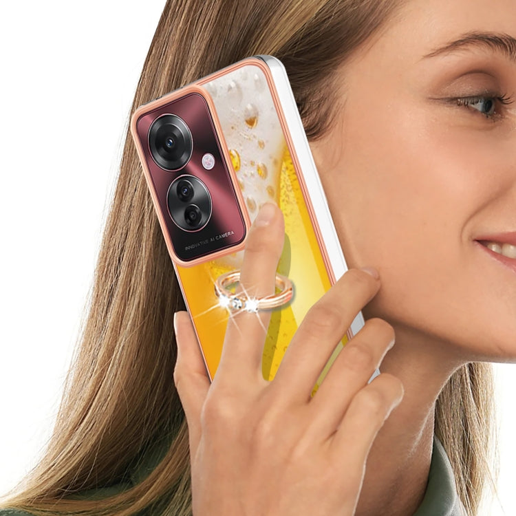 For OPPO Reno11 F 5G Global Electroplating Dual-side IMD Phone Case with Ring Holder