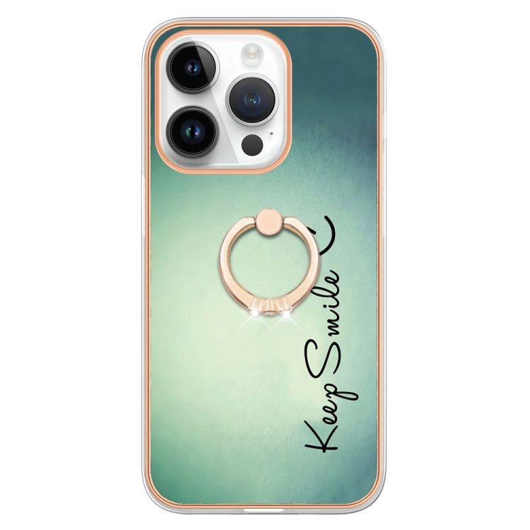 For iPhone 16 Pro Max Electroplating Dual-side IMD Phone Case with Ring Holder