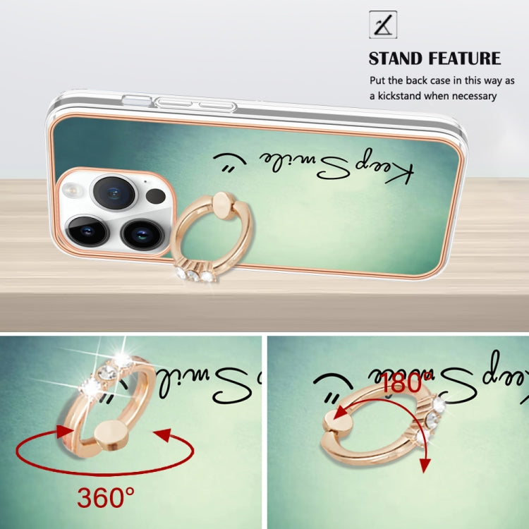 For iPhone 16 Pro Max Electroplating Dual-side IMD Phone Case with Ring Holder