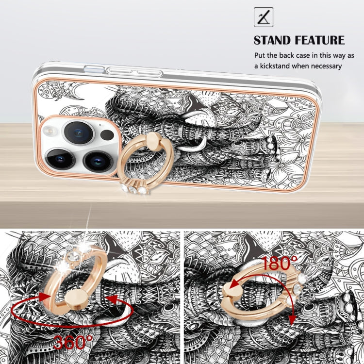 For iPhone 16 Pro Max Electroplating Dual-side IMD Phone Case with Ring Holder