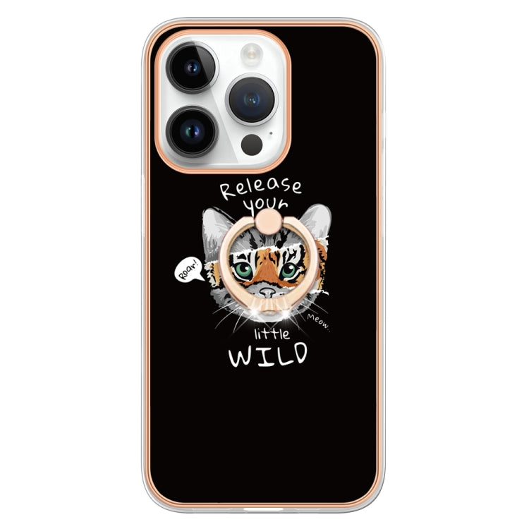 For iPhone 16 Pro Max Electroplating Dual-side IMD Phone Case with Ring Holder