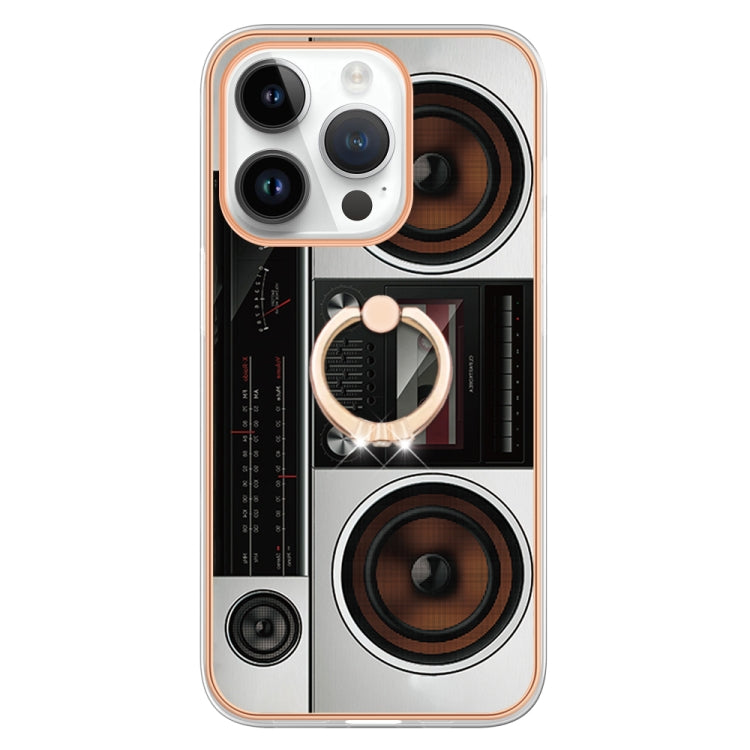 For iPhone 16 Pro Max Electroplating Dual-side IMD Phone Case with Ring Holder