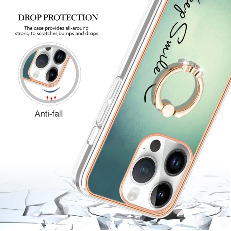 For iPhone 16 Pro Electroplating Dual-side IMD Phone Case with Ring Holder