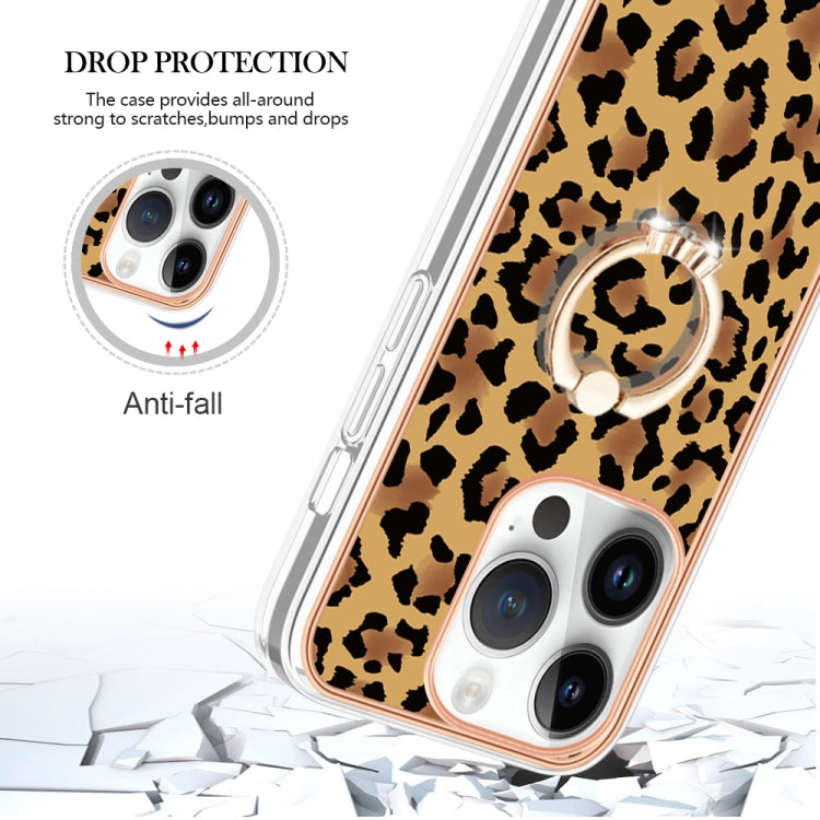 For iPhone 16 Pro Electroplating Dual-side IMD Phone Case with Ring Holder