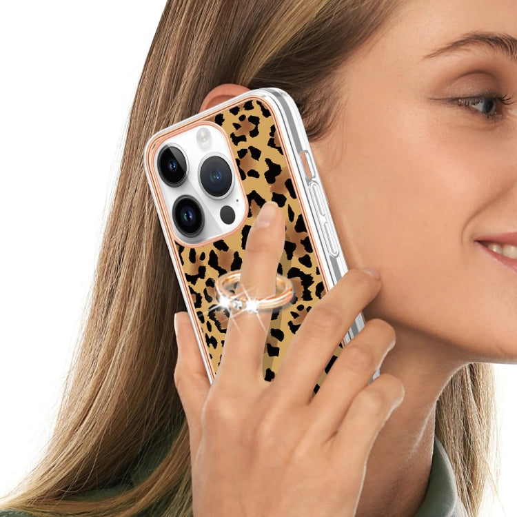 For iPhone 16 Pro Electroplating Dual-side IMD Phone Case with Ring Holder