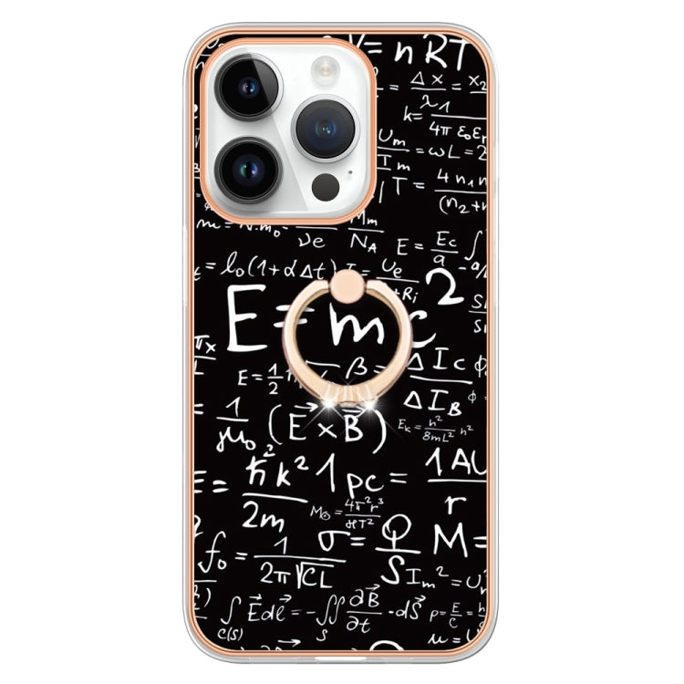 For iPhone 16 Pro Electroplating Dual-side IMD Phone Case with Ring Holder
