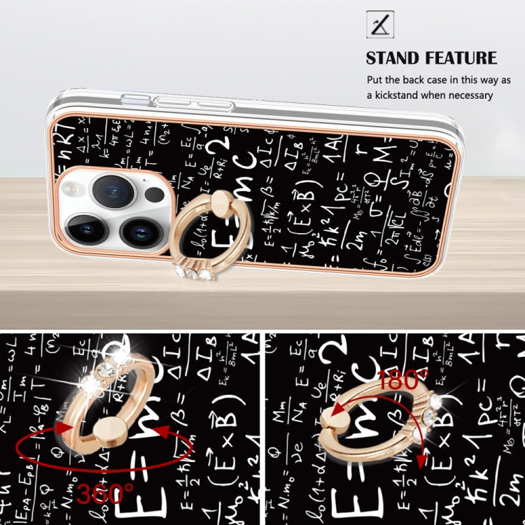 For iPhone 16 Pro Electroplating Dual-side IMD Phone Case with Ring Holder