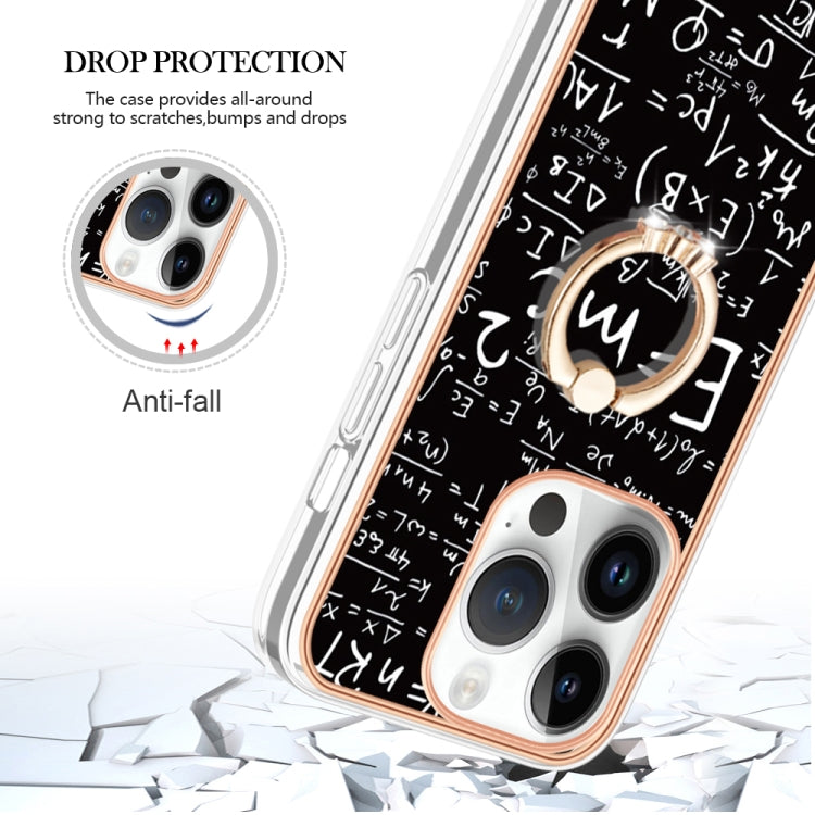 For iPhone 16 Pro Electroplating Dual-side IMD Phone Case with Ring Holder