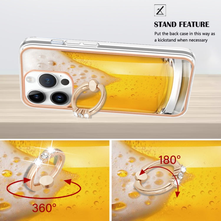 For iPhone 16 Pro Electroplating Dual-side IMD Phone Case with Ring Holder