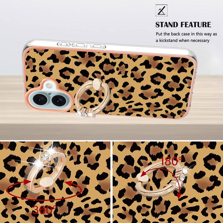 For iPhone 16 Electroplating Dual-side IMD Phone Case with Ring Holder