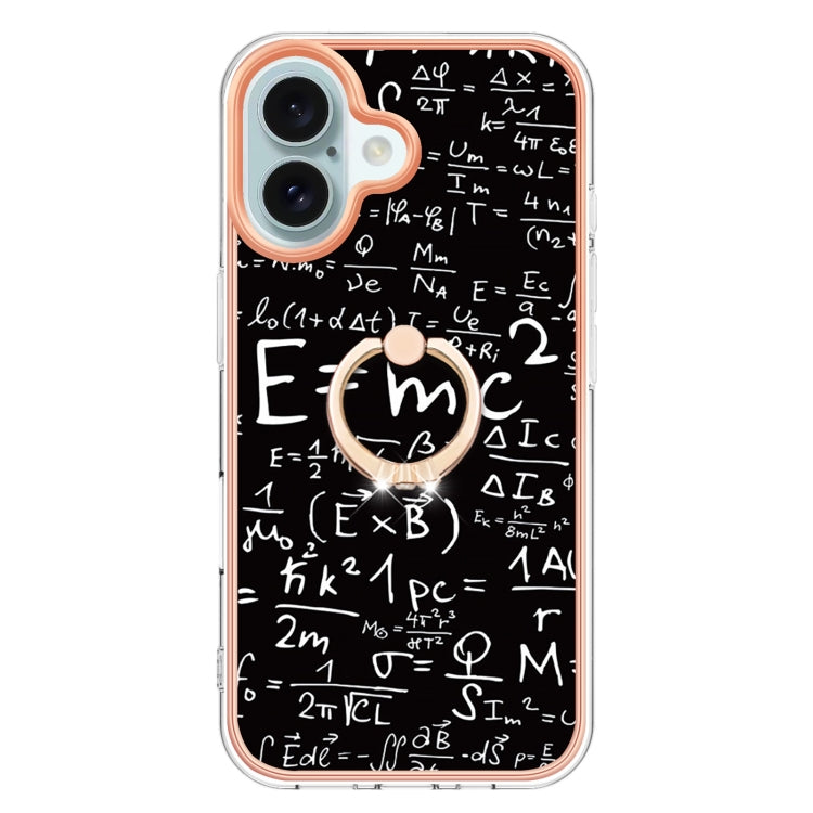 For iPhone 16 Electroplating Dual-side IMD Phone Case with Ring Holder