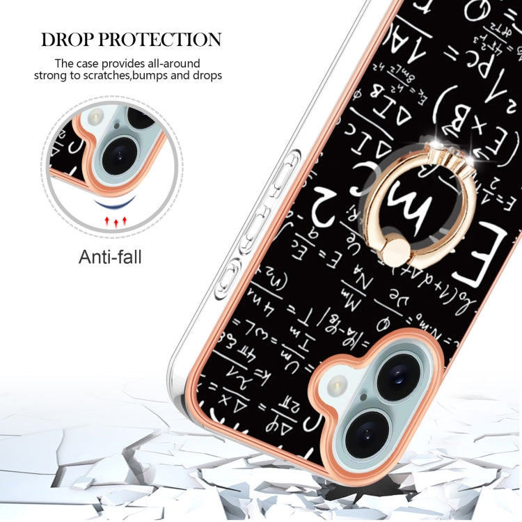For iPhone 16 Electroplating Dual-side IMD Phone Case with Ring Holder
