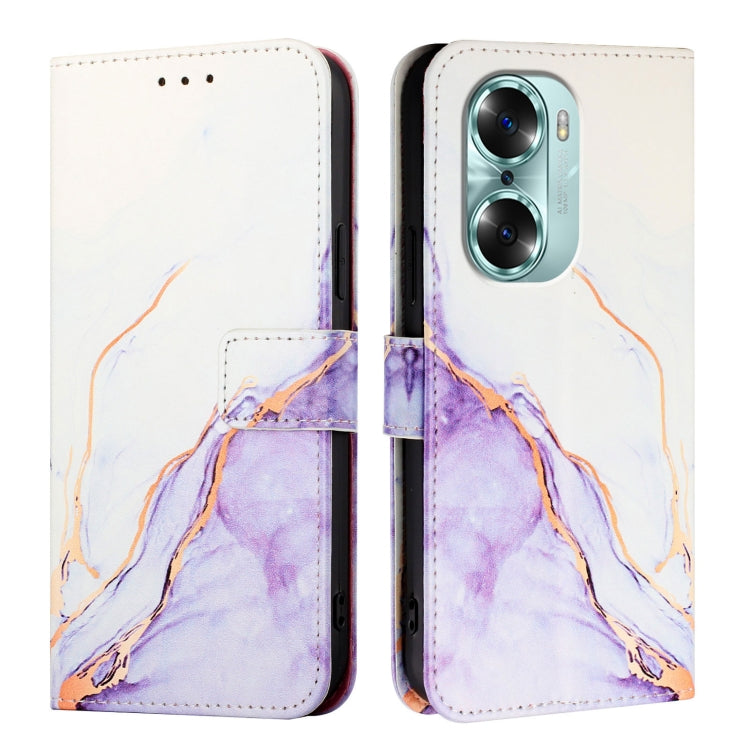 For Honor 60 PT003 Marble Pattern Flip Leather Phone Case