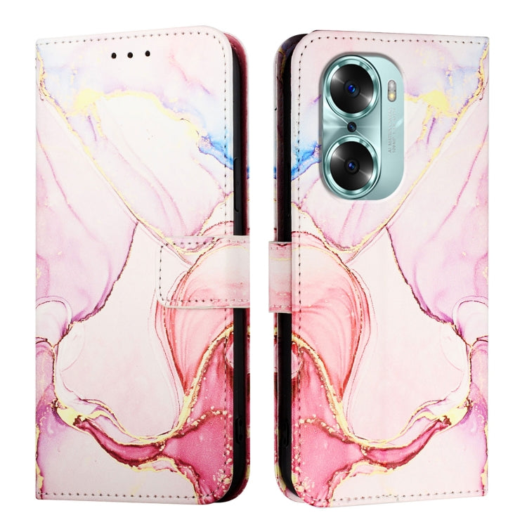 For Honor 60 PT003 Marble Pattern Flip Leather Phone Case