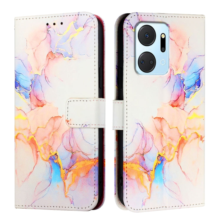 For Honor X7a / Play7T PT003 Marble Pattern Flip Leather Phone Case