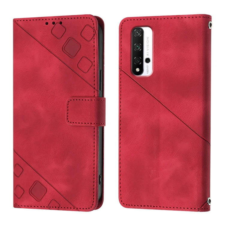 For Honor 20 / 20 Pro / 20s Skin-feel Embossed Leather Phone Case