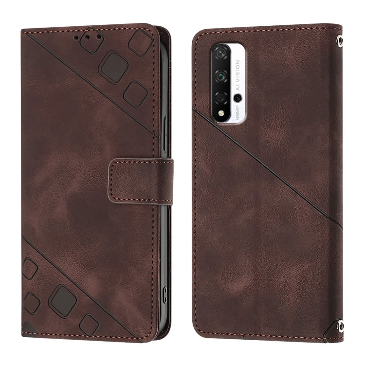 For Honor 20 / 20 Pro / 20s Skin-feel Embossed Leather Phone Case