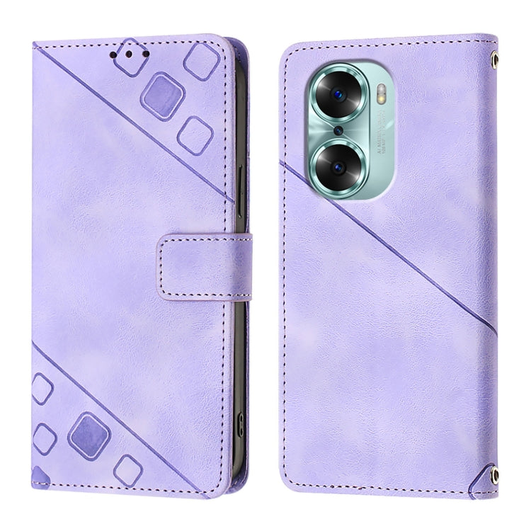 For Honor 60 Skin-feel Embossed Leather Phone Case