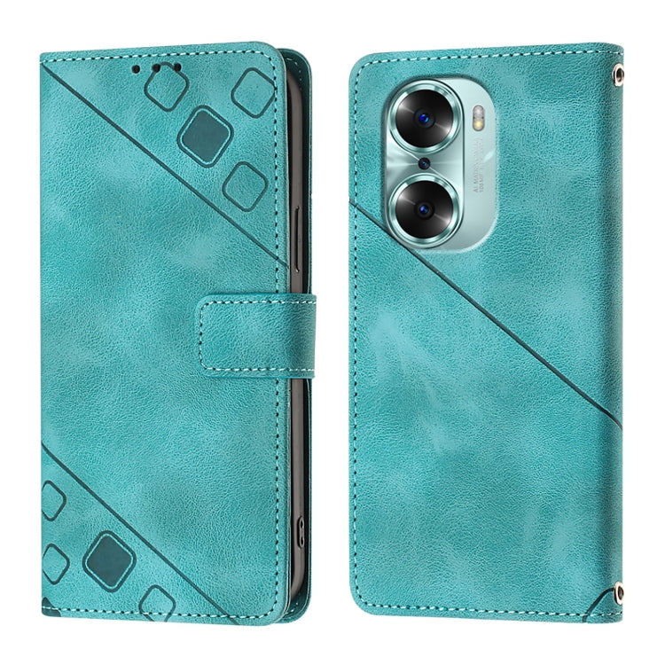 For Honor 60 Skin-feel Embossed Leather Phone Case