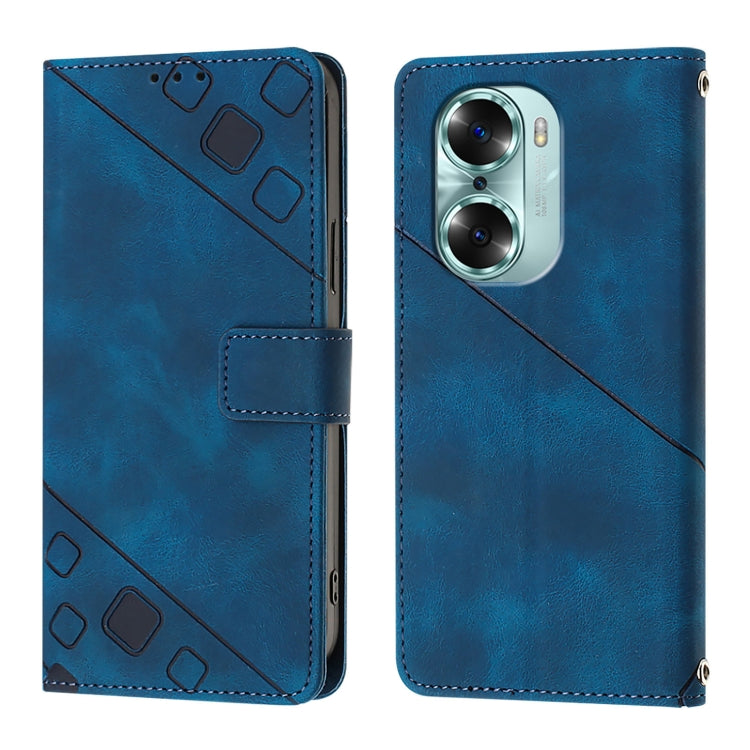 For Honor 60 Skin-feel Embossed Leather Phone Case