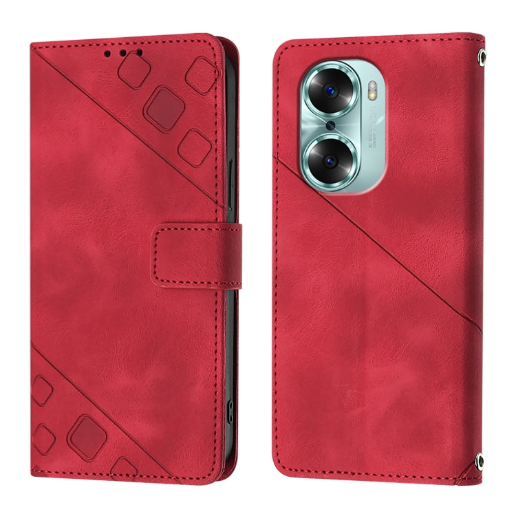 For Honor 60 Skin-feel Embossed Leather Phone Case