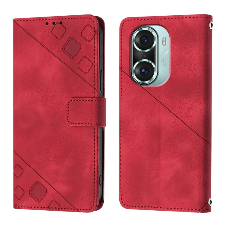 For Honor 60 Pro Skin-feel Embossed Leather Phone Case