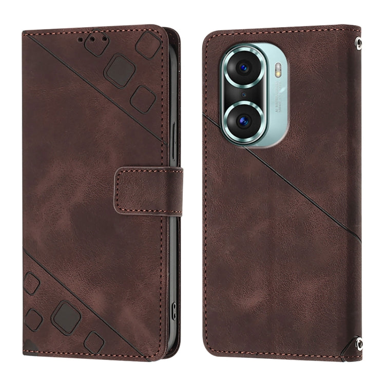 For Honor 60 Pro Skin-feel Embossed Leather Phone Case