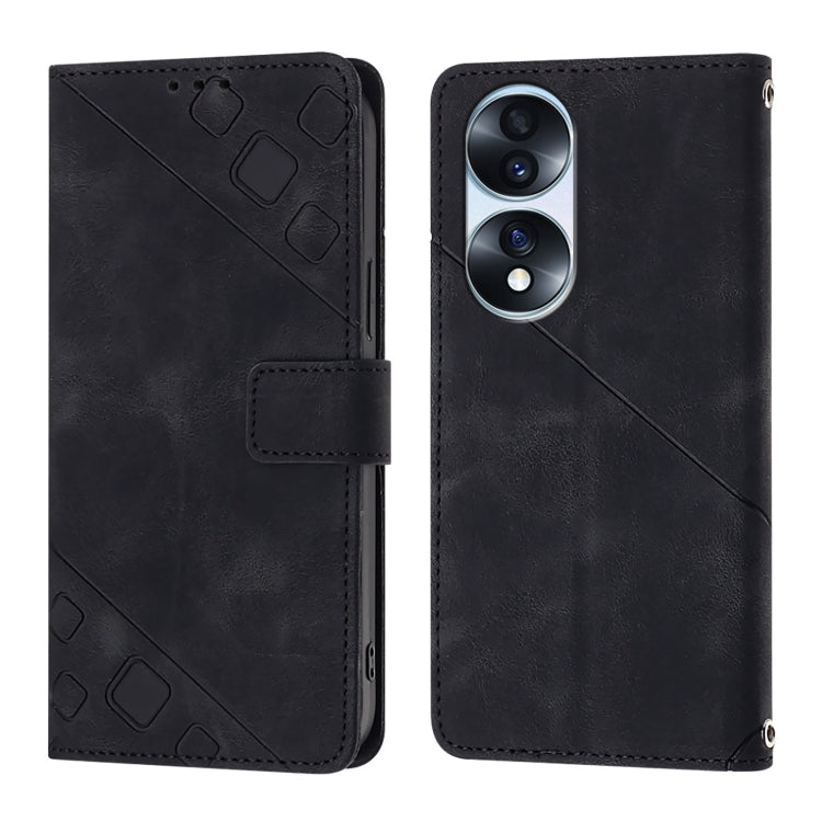 For Honor 70 Pro Skin-feel Embossed Leather Phone Case