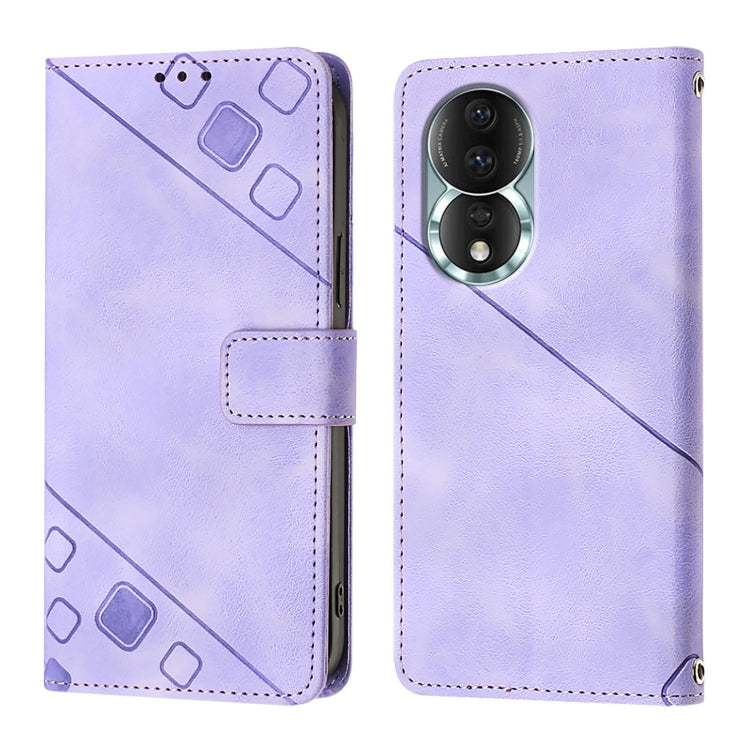 For Honor 80 Skin-feel Embossed Leather Phone Case