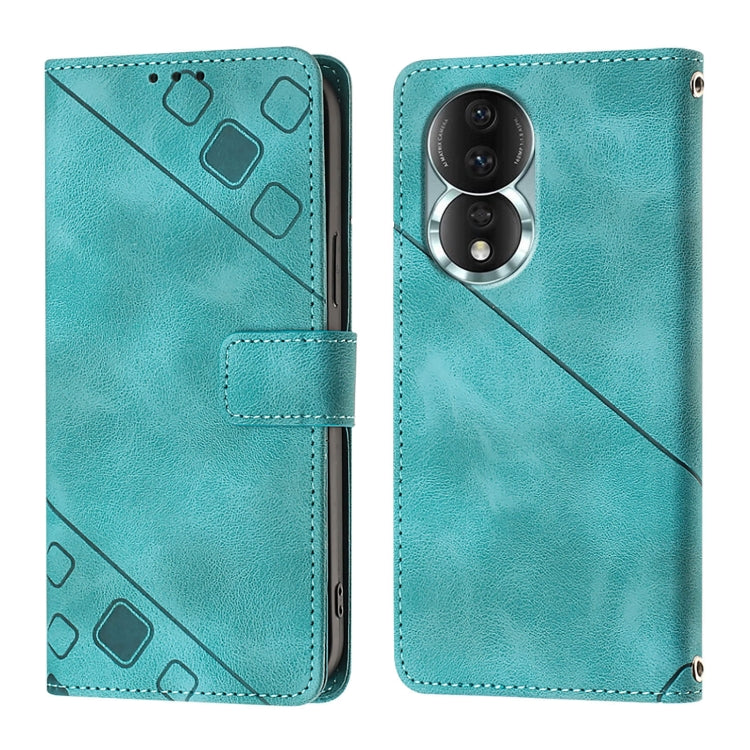For Honor 80 Skin-feel Embossed Leather Phone Case