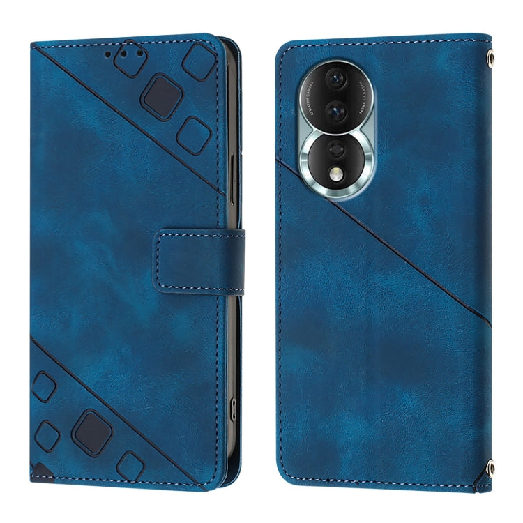 For Honor 80 Skin-feel Embossed Leather Phone Case