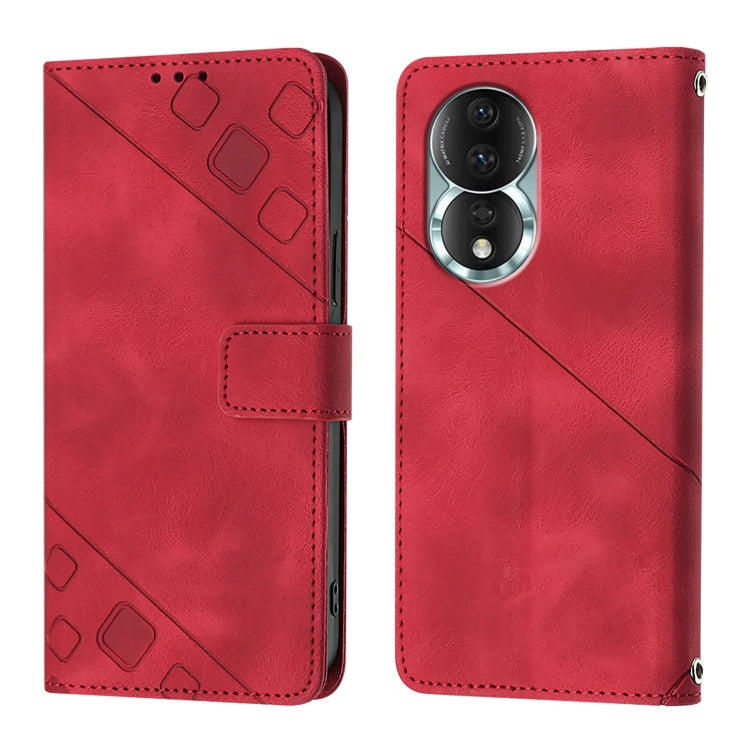 For Honor 80 Skin-feel Embossed Leather Phone Case