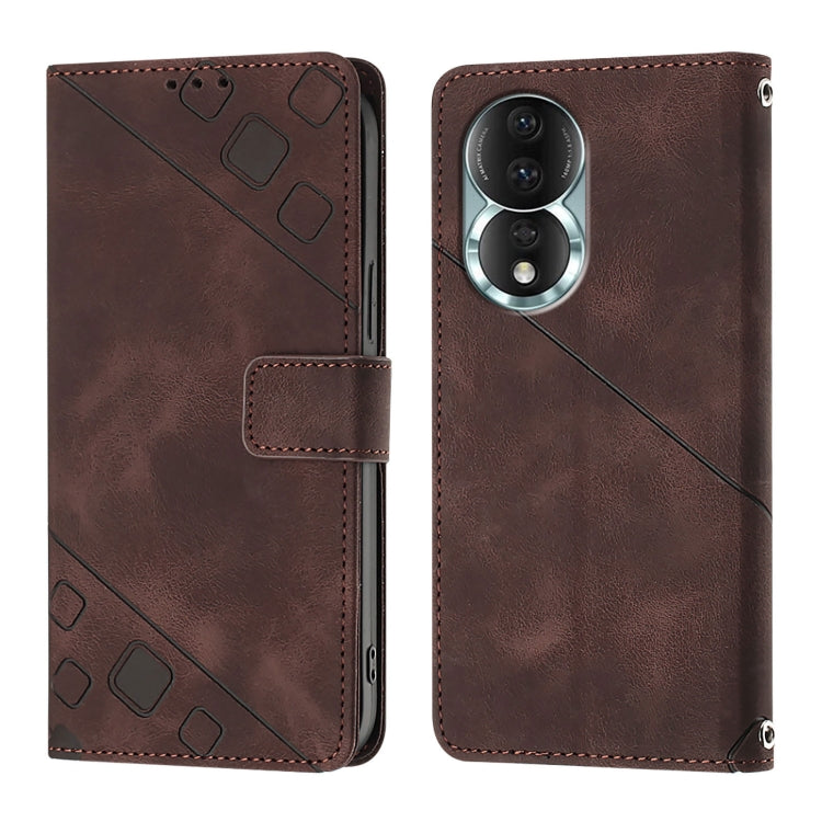 For Honor 80 Skin-feel Embossed Leather Phone Case