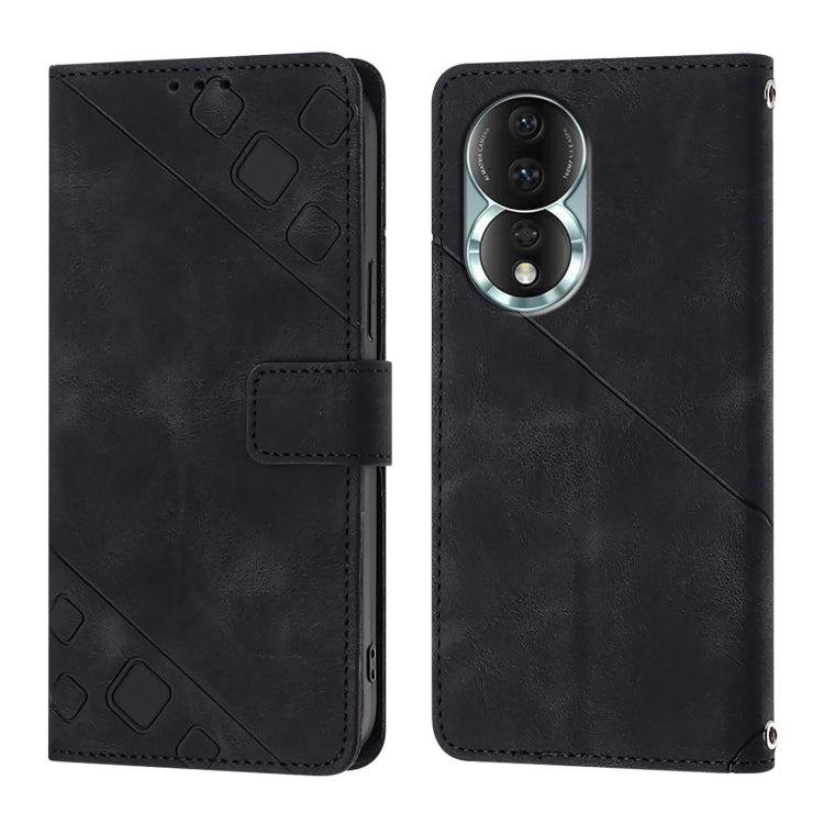 For Honor 80 Skin-feel Embossed Leather Phone Case