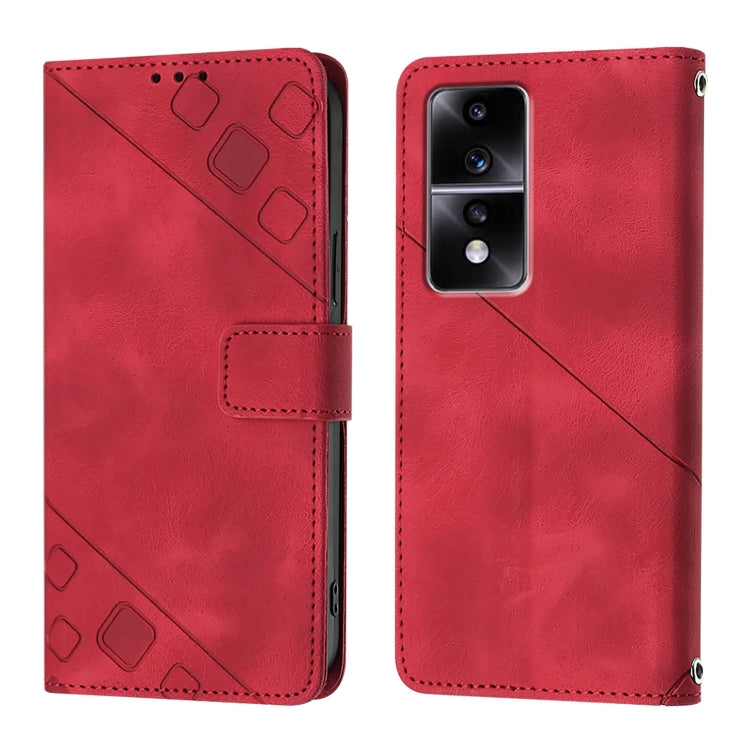 For Honor 80 GT Skin-feel Embossed Leather Phone Case