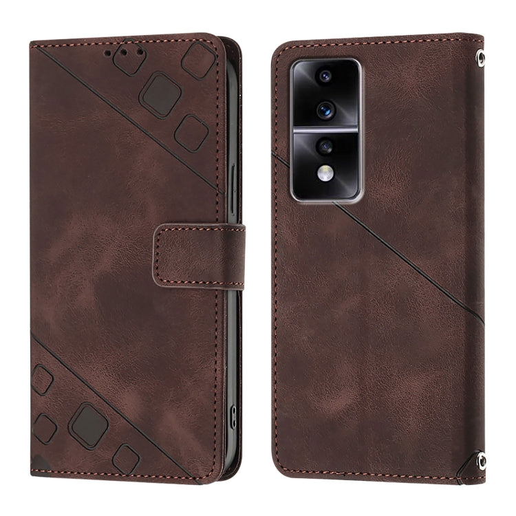 For Honor 80 GT Skin-feel Embossed Leather Phone Case
