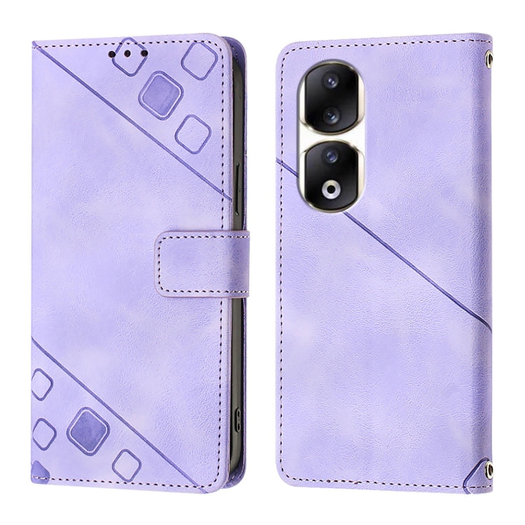 For Honor 90 Pro Skin-feel Embossed Leather Phone Case