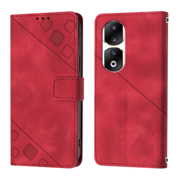For Honor 90 Pro Skin-feel Embossed Leather Phone Case