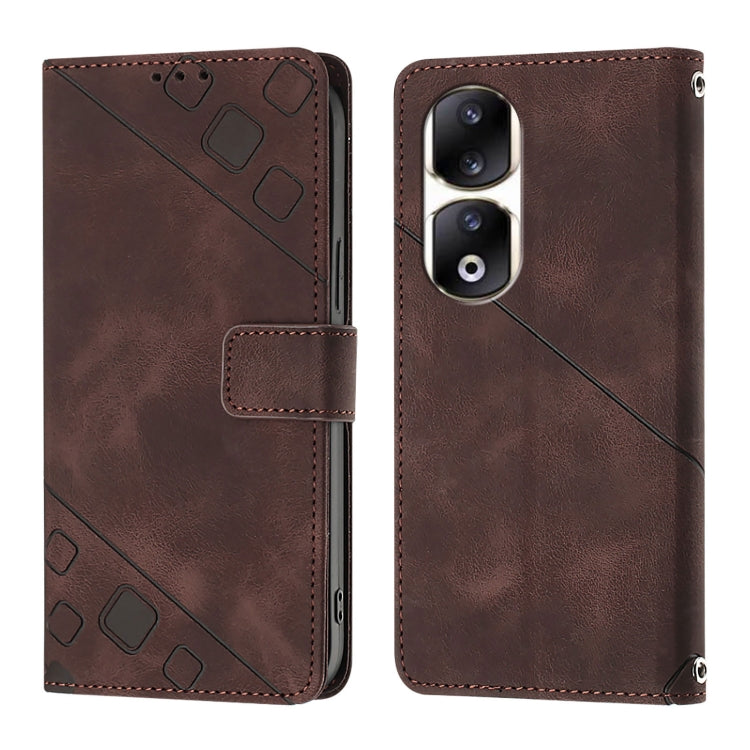 For Honor 90 Pro Skin-feel Embossed Leather Phone Case