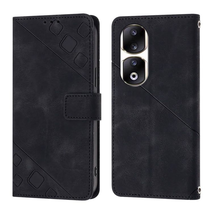 For Honor 90 Pro Skin-feel Embossed Leather Phone Case