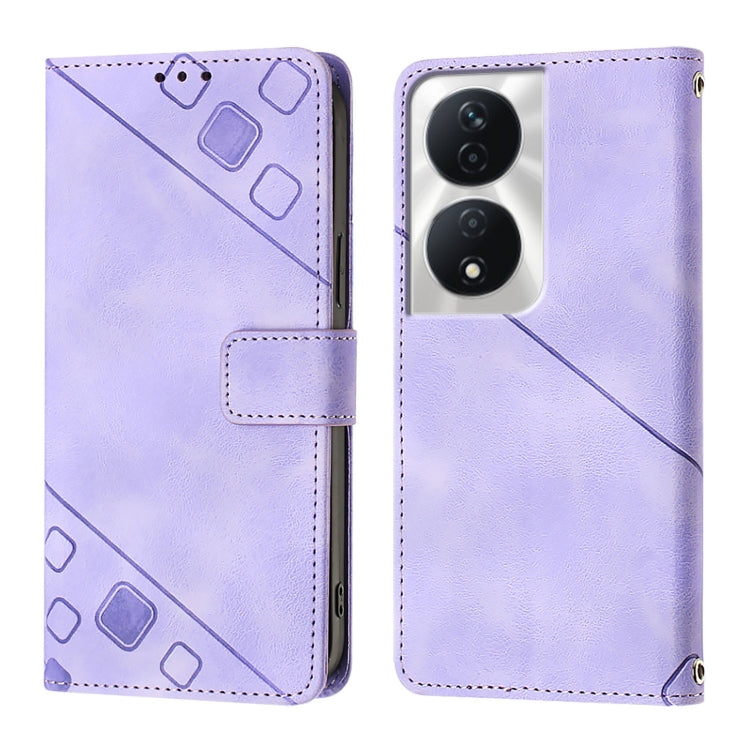 For Honor 90 Smart / X7b 4G / 5G Skin-feel Embossed Leather Phone Case
