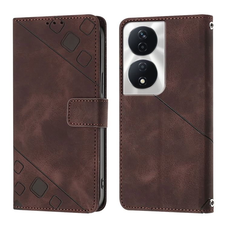 For Honor 90 Smart / X7b 4G / 5G Skin-feel Embossed Leather Phone Case