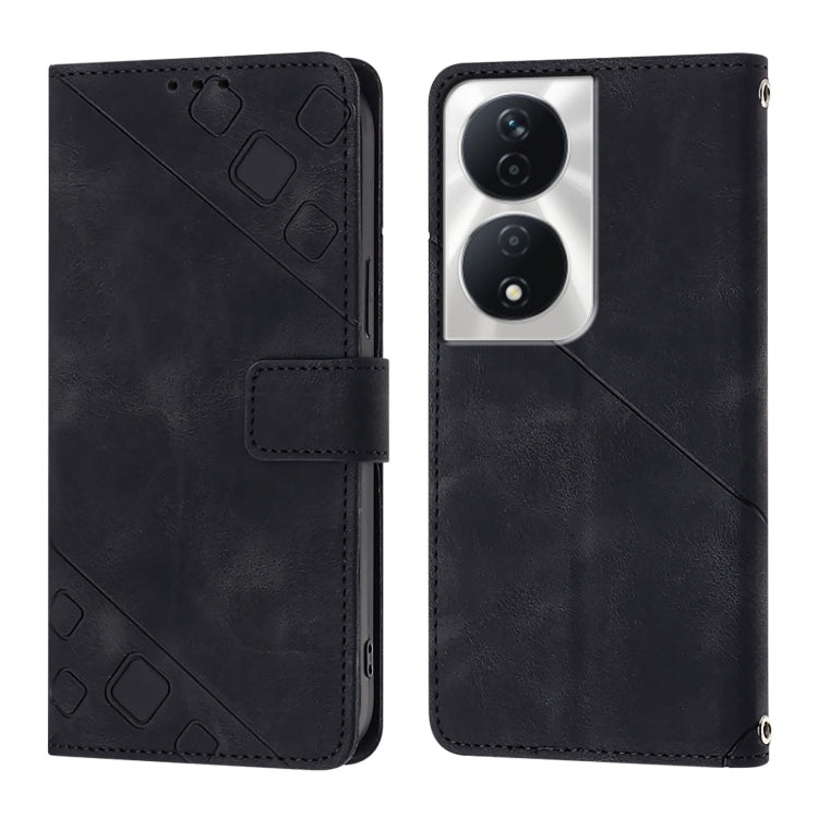 For Honor 90 Smart / X7b 4G / 5G Skin-feel Embossed Leather Phone Case