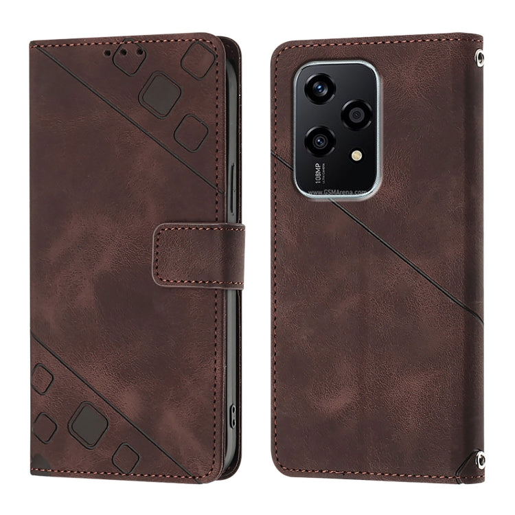 For Honor 200 Lite Global Skin-feel Embossed Leather Phone Case